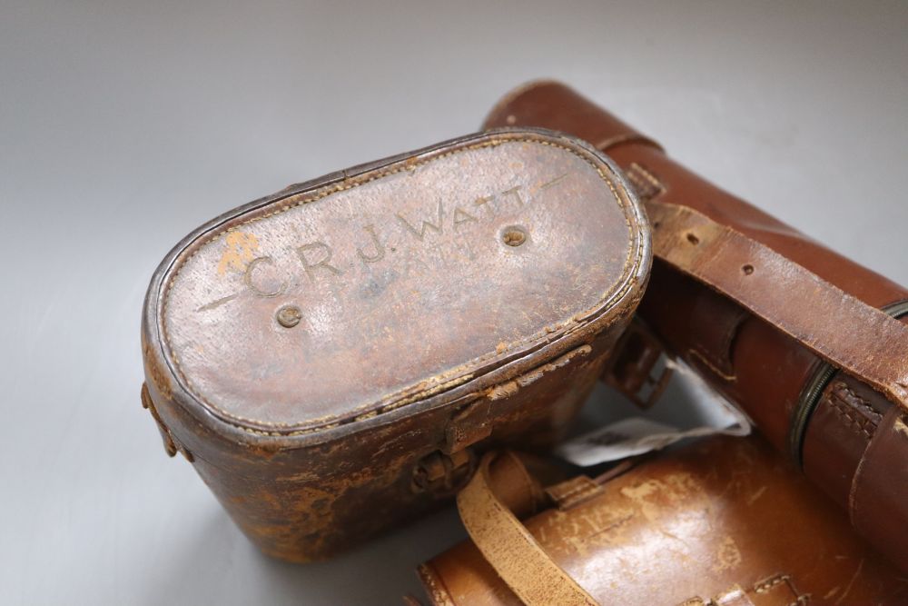 A Dollond London signalling telescope, serial number 10378, a JB Dancer cased pair of binoculars and another ivory mounted pair of bino